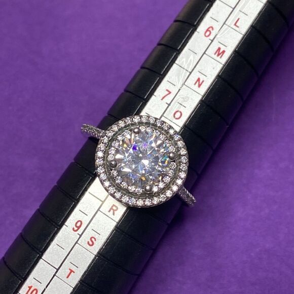 💛 Classic Sterling Silver CZ Halo Ring - Picture 5 of 5